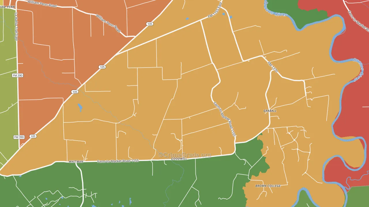 Washington, TX Map of Assault Rates