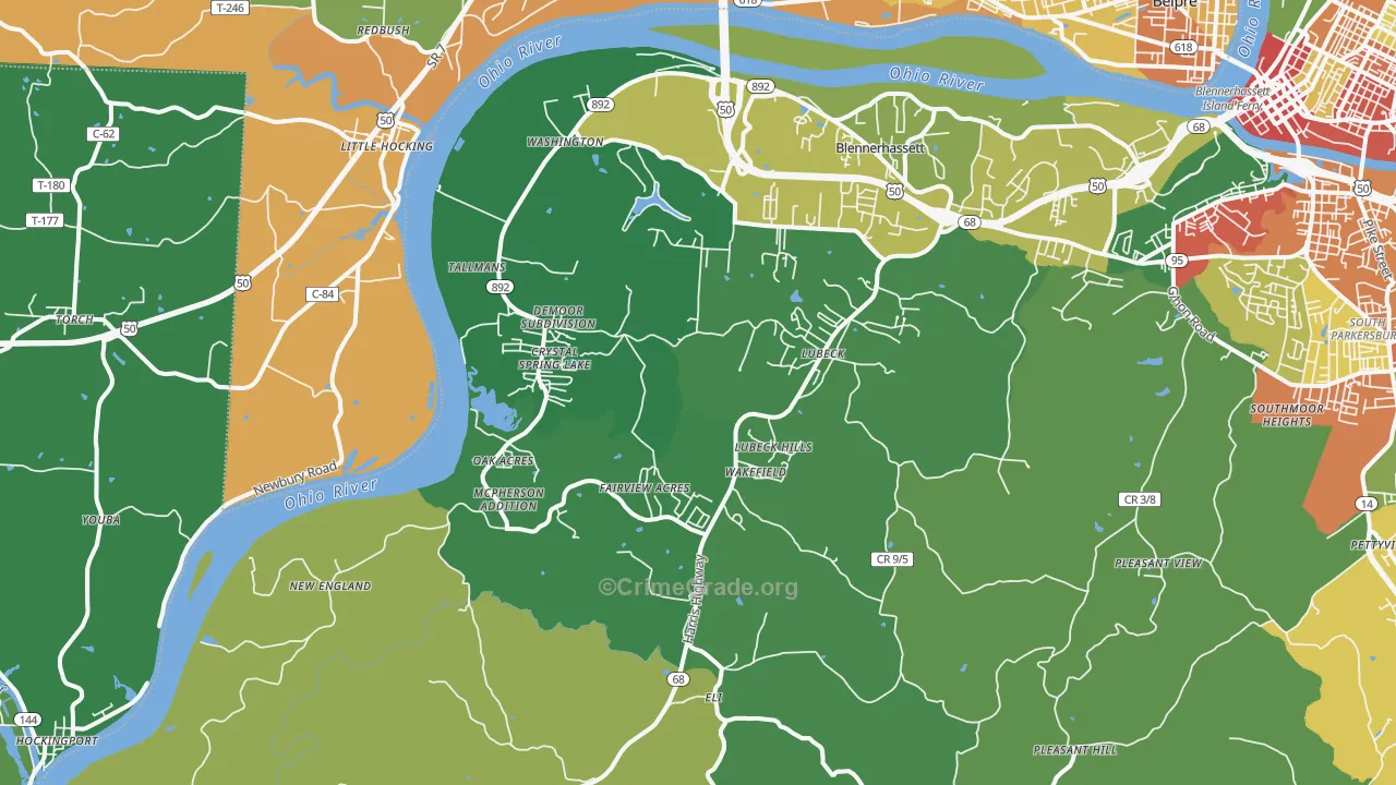 Washington, WV Map of Assault Rates