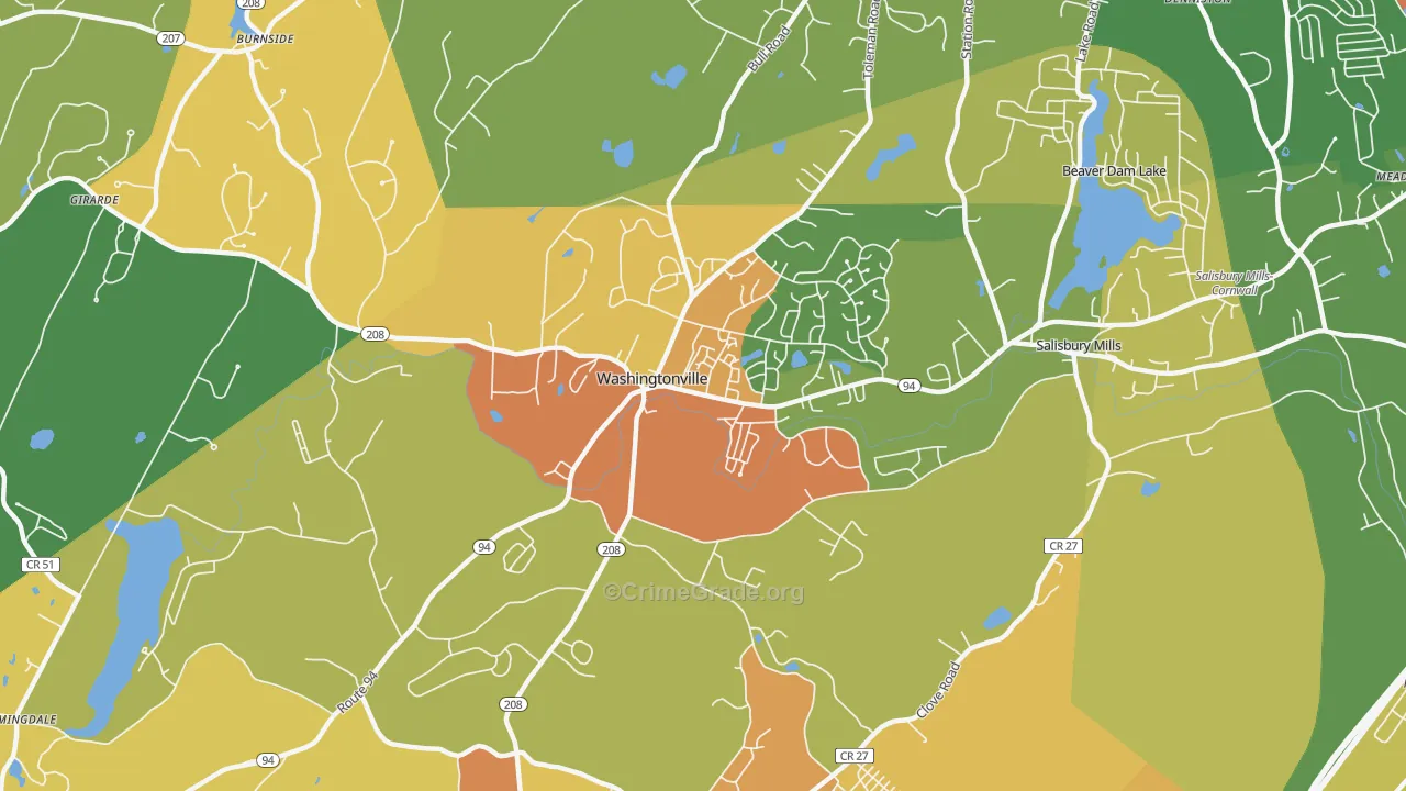 Washingtonville, NY Map of Assault Rates