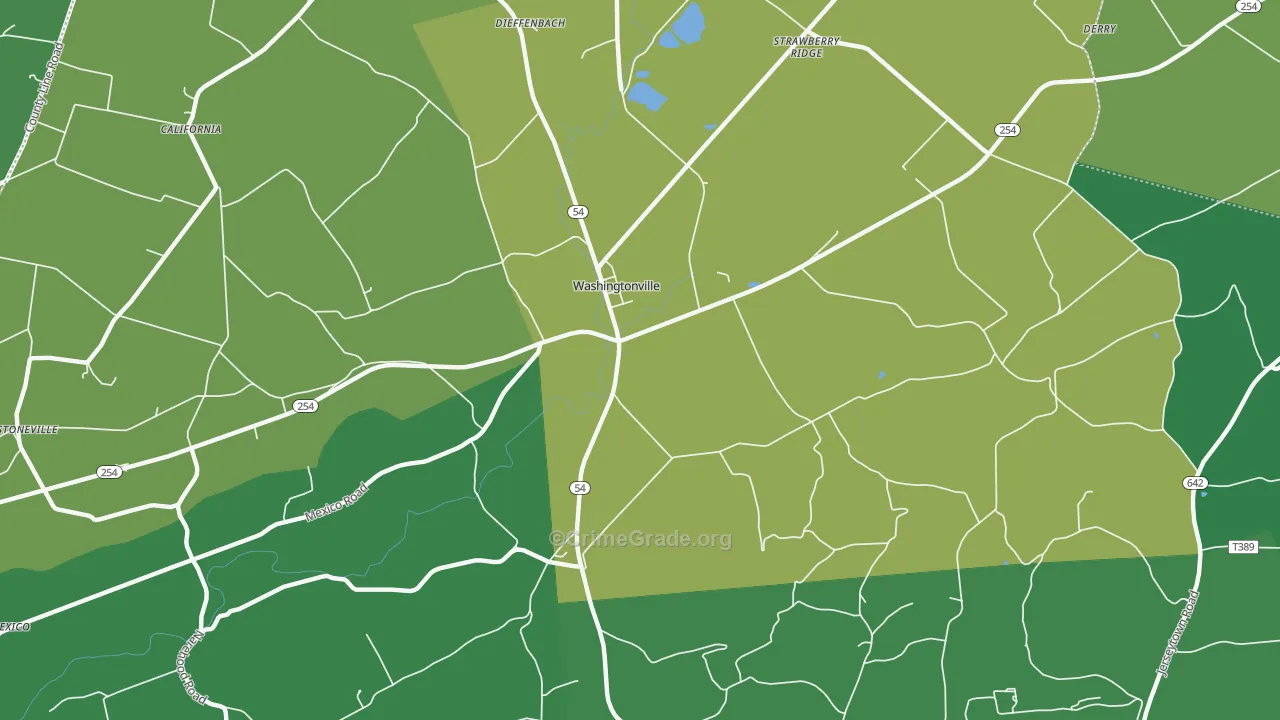 Washingtonville, PA Map of Assault Rates