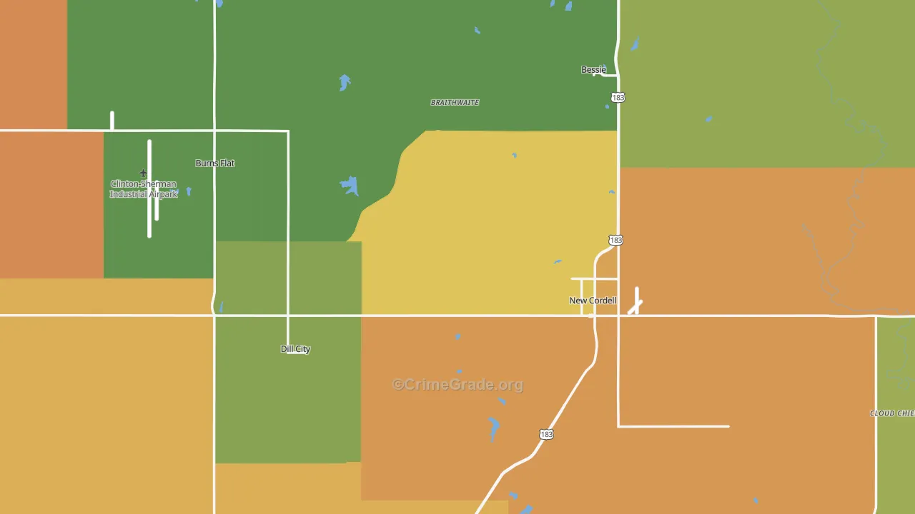Washita County, OK Map of Assault Rates