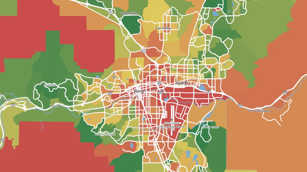 Washoe County, NV Map of Assault Rates