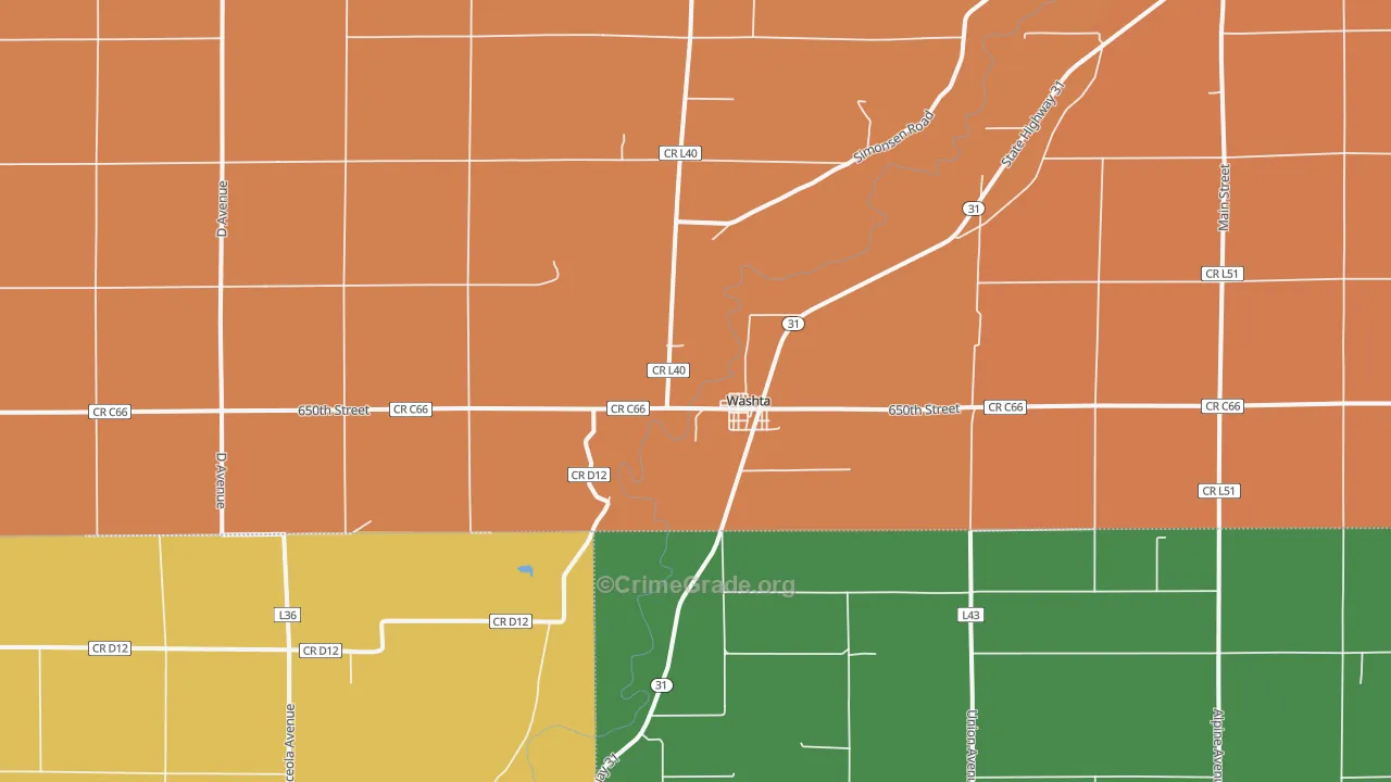 Washta, IA Map of Assault Rates