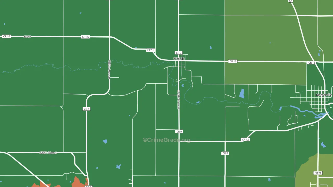 Wasioja, MN Map of Assault Rates