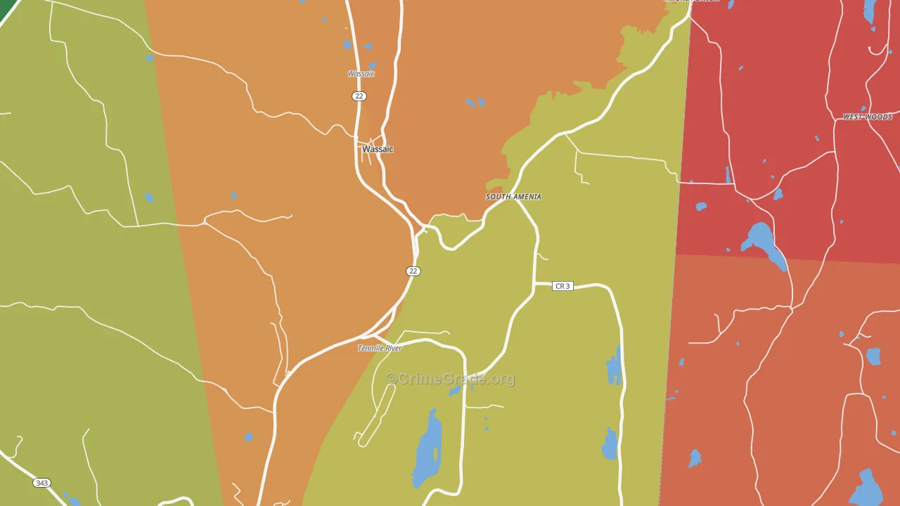 Wassaic, NY Map of Assault Rates
