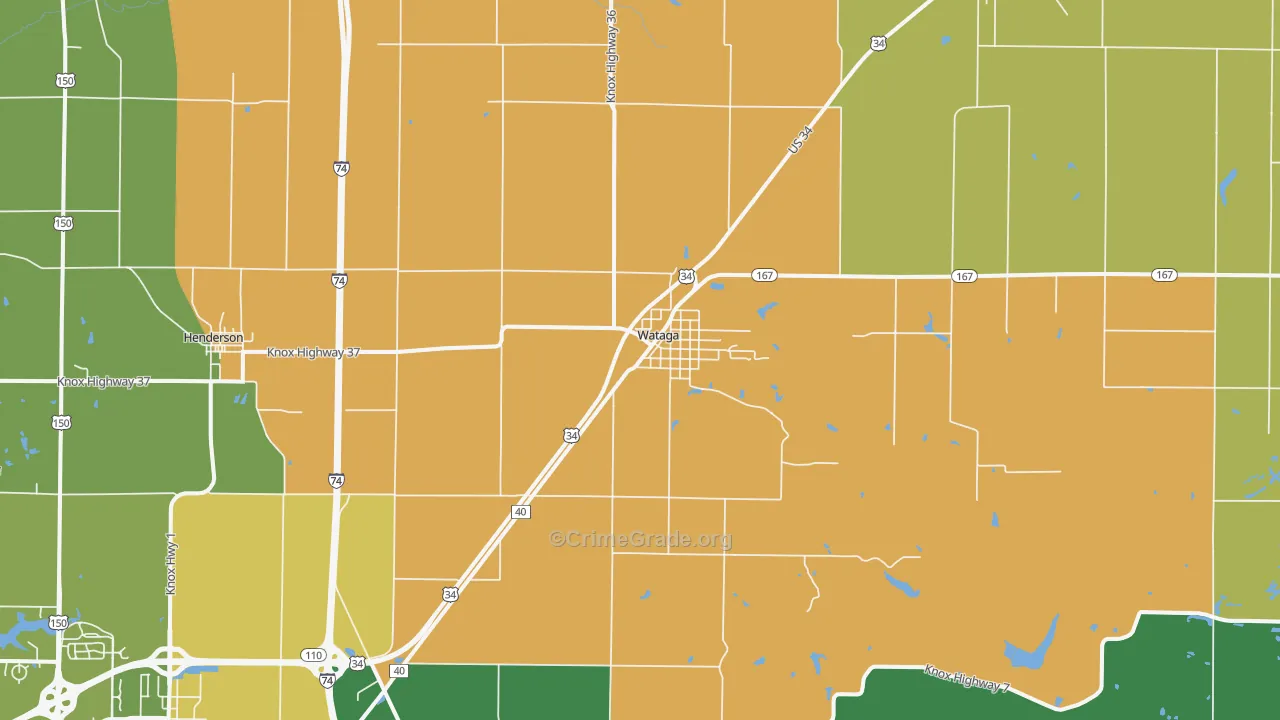 Wataga, IL Map of Assault Rates