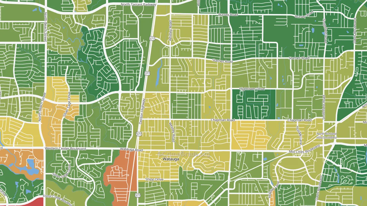 Watauga, TX Map of Assault Rates
