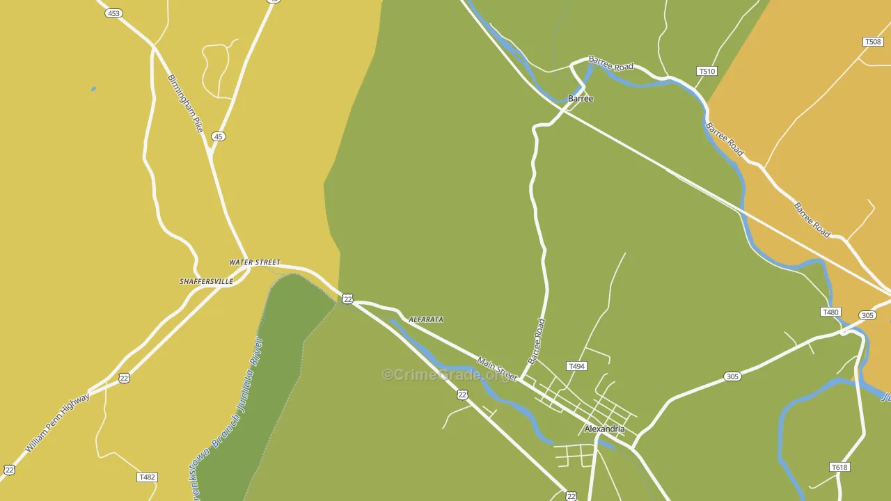 Water Street, PA Map of Assault Rates