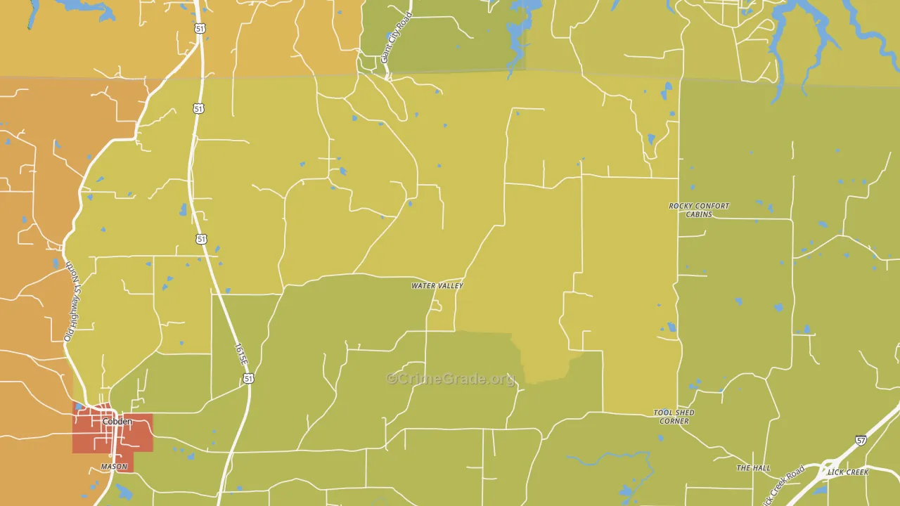 Water Valley, IL Map of Assault Rates