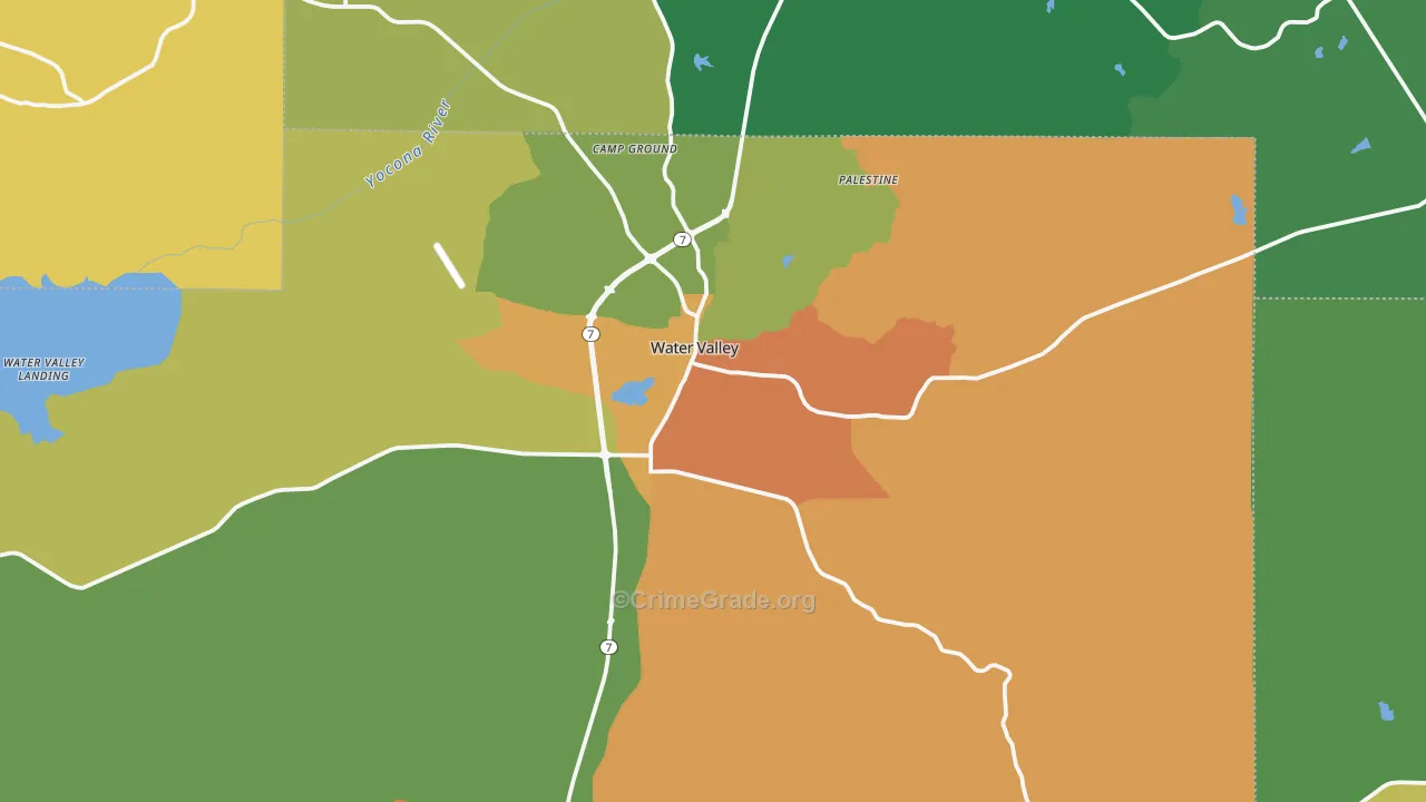 Water Valley, MS Map of Assault Rates