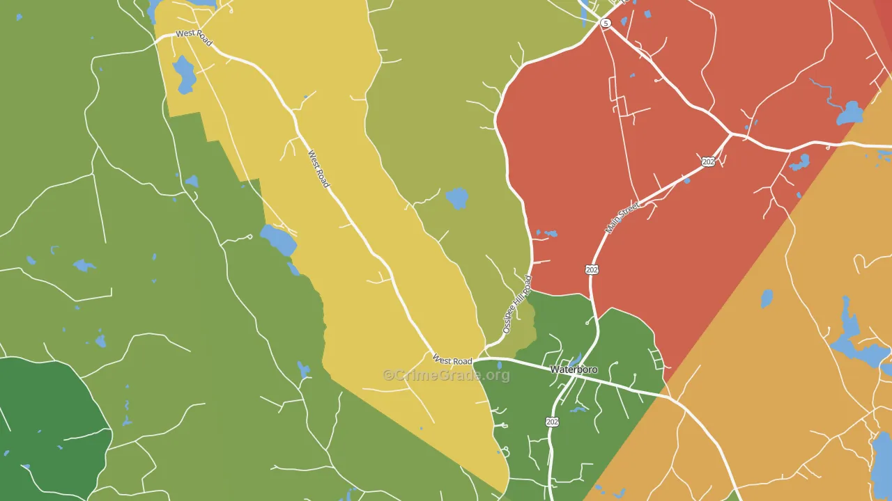 Waterboro, ME Map of Assault Rates