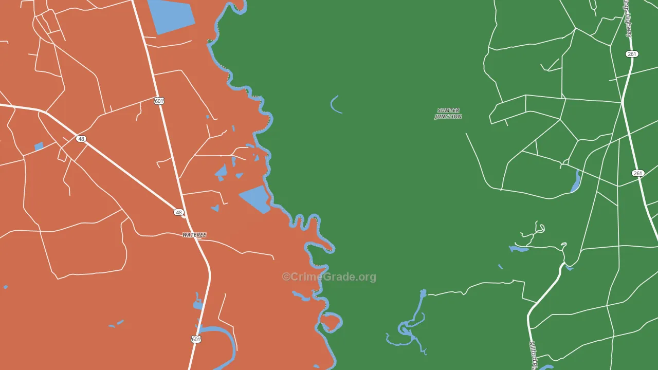 Wateree, SC Map of Assault Rates