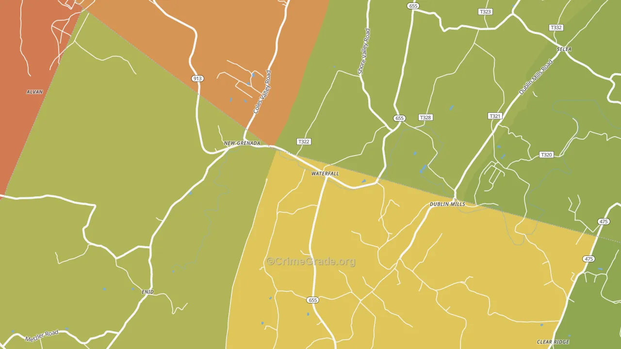 Waterfall, PA Map of Assault Rates