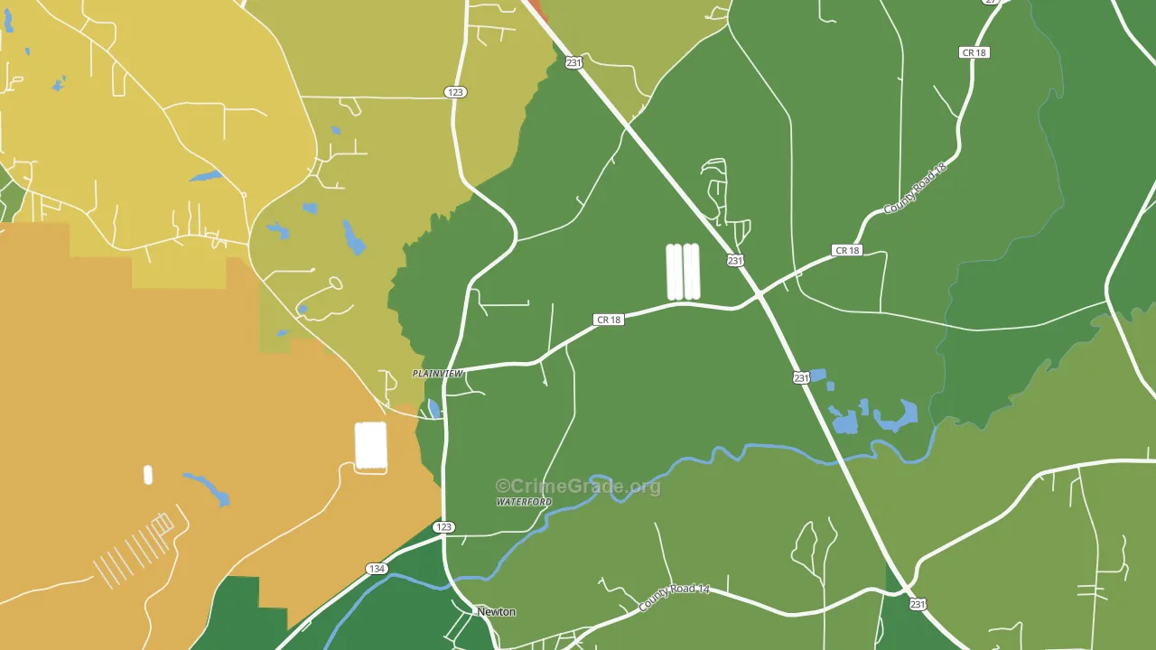 Waterford, AL Map of Assault Rates