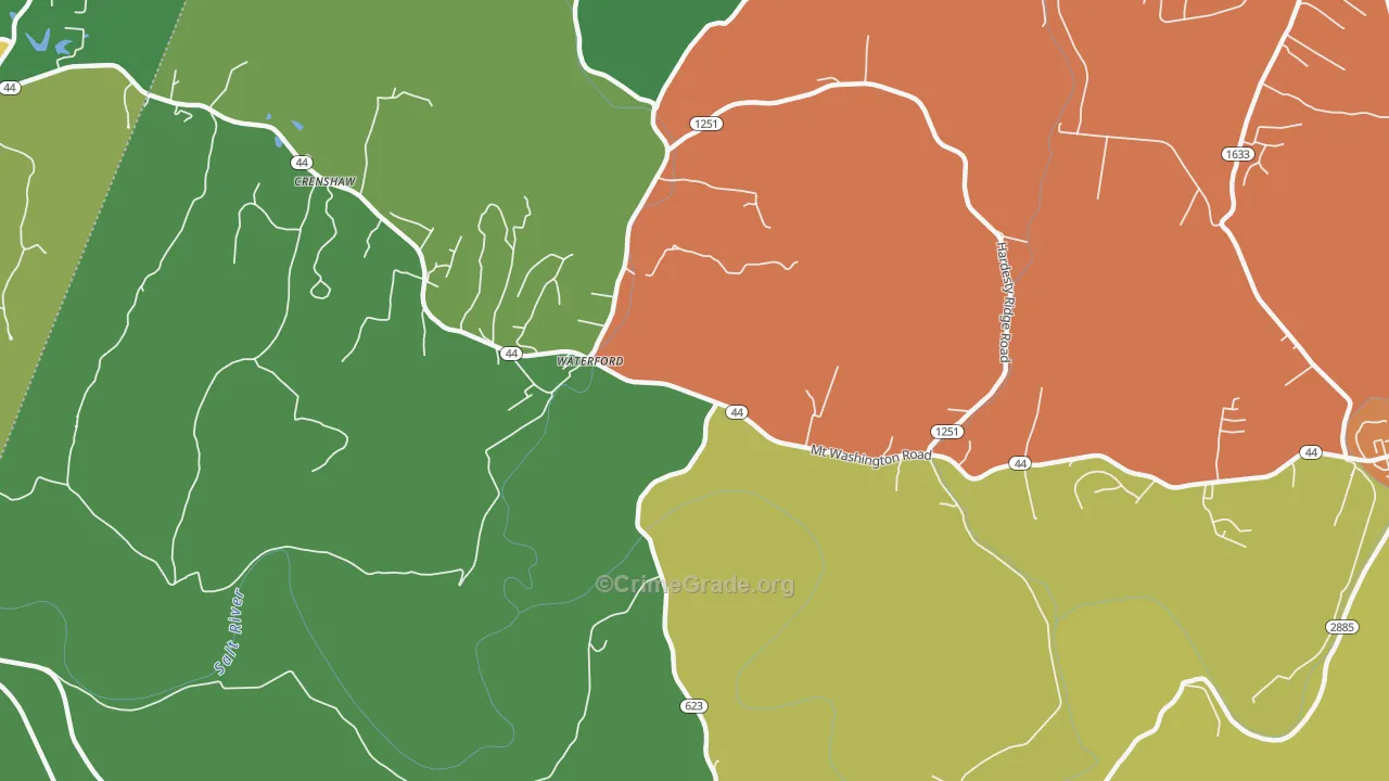 Waterford, KY Map of Assault Rates