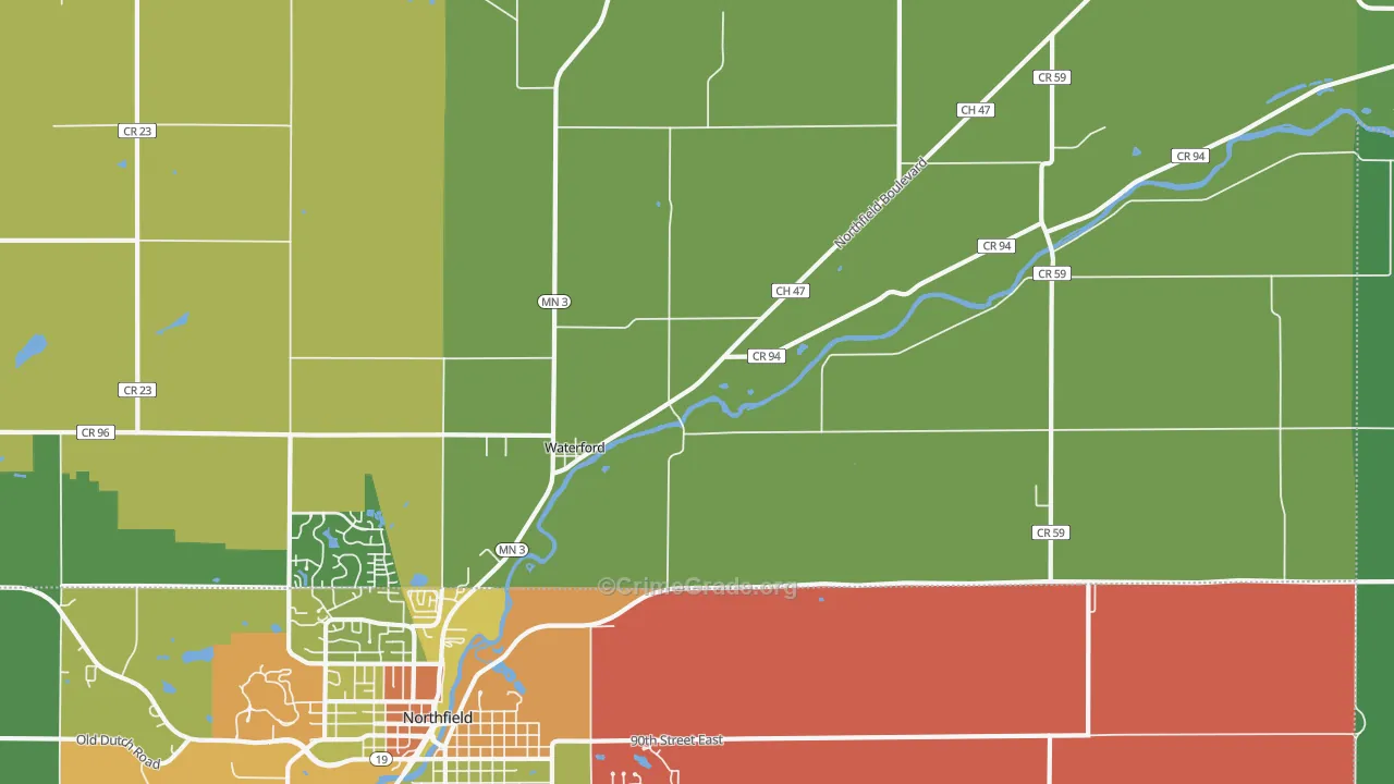 Waterford, MN Map of Assault Rates