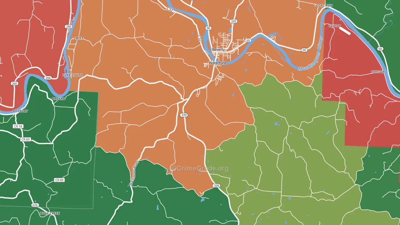 Waterford, OH Map of Assault Rates