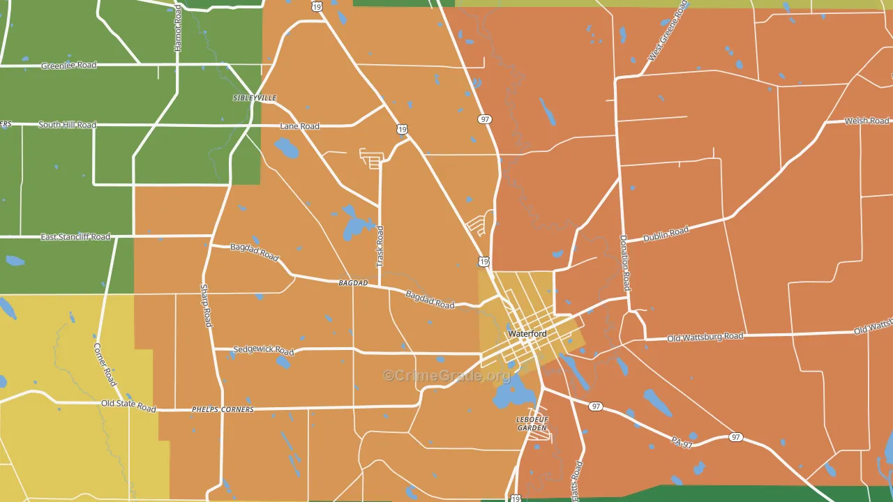Waterford, PA Map of Assault Rates