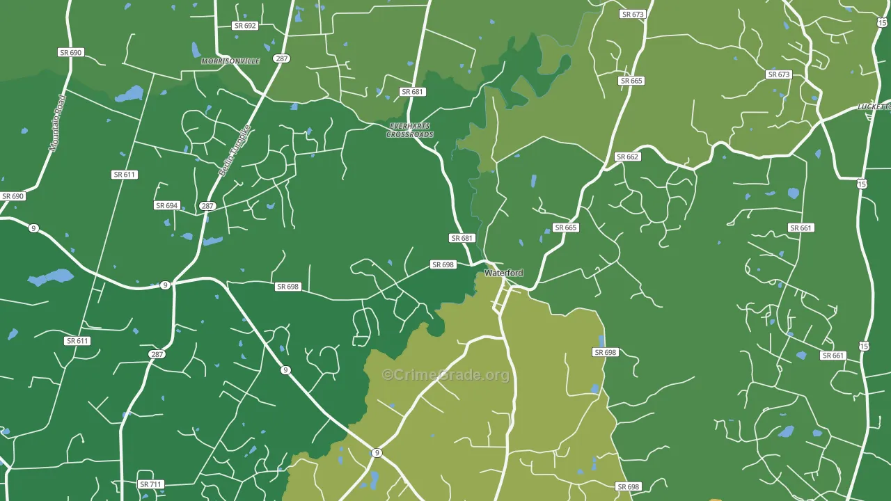 Waterford, VA Map of Assault Rates