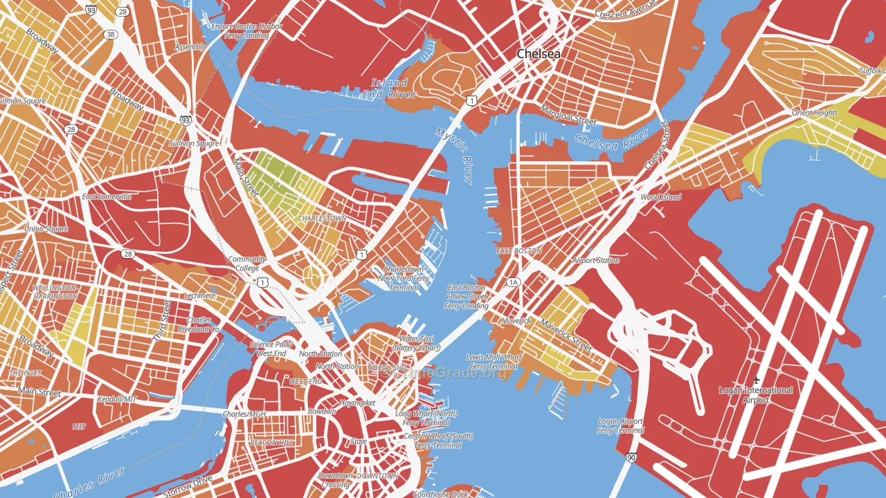Waterfront, Boston, MA Map of Assault Rates