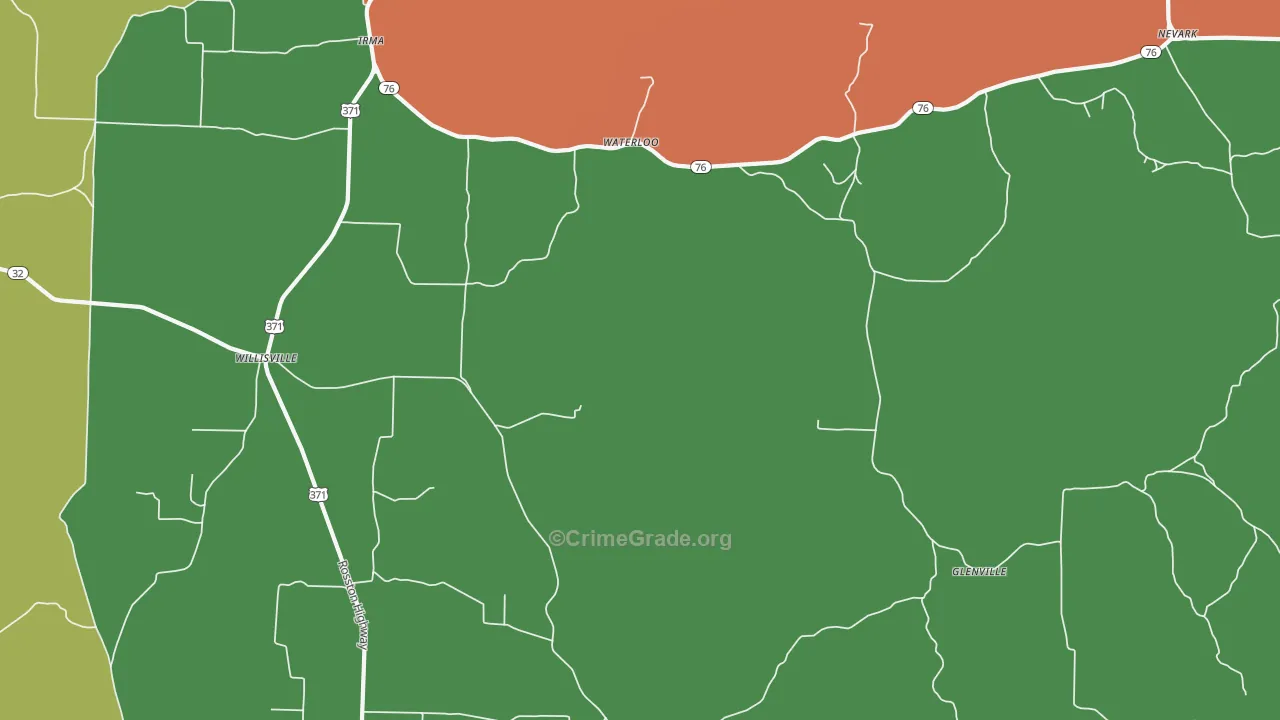 Waterloo, AR Map of Assault Rates