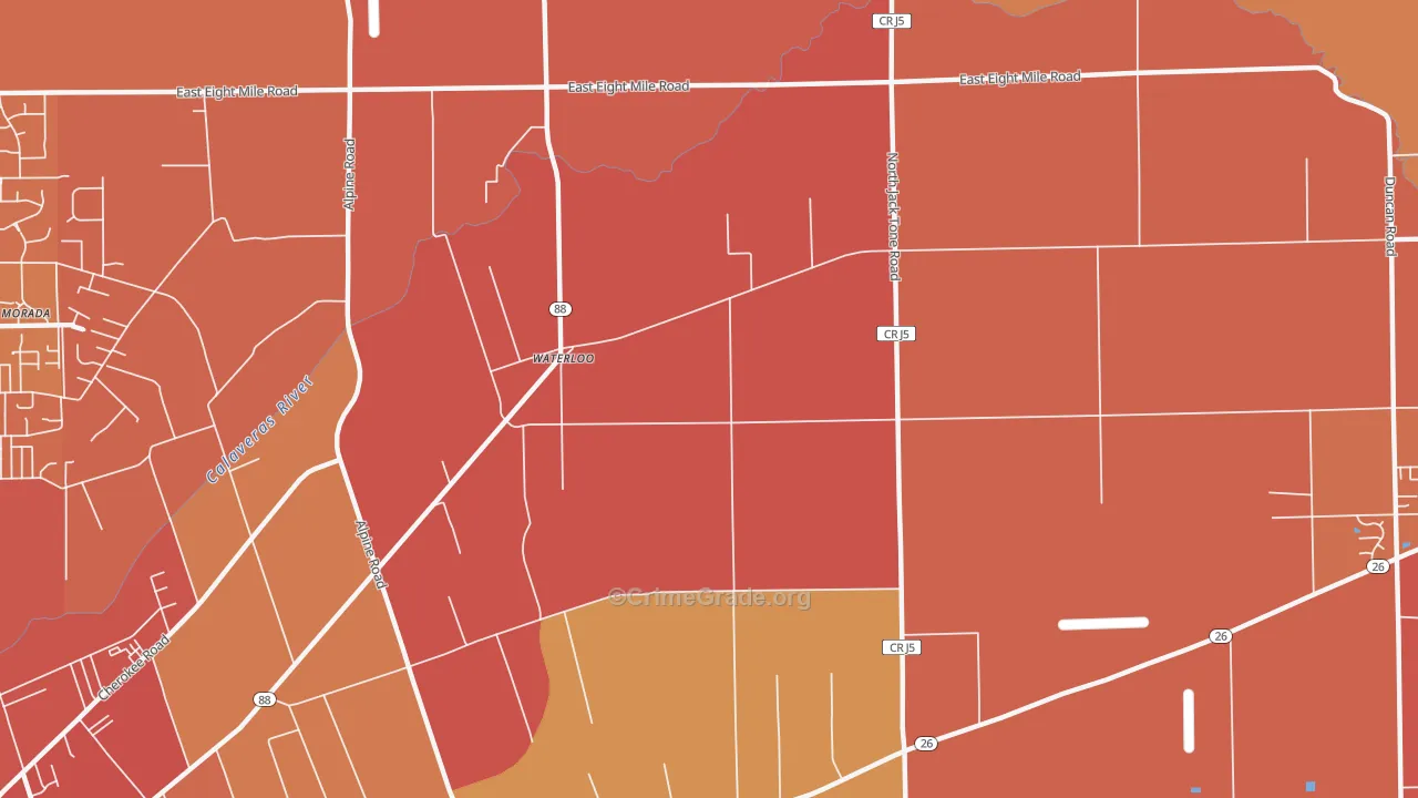 Waterloo, CA Map of Assault Rates