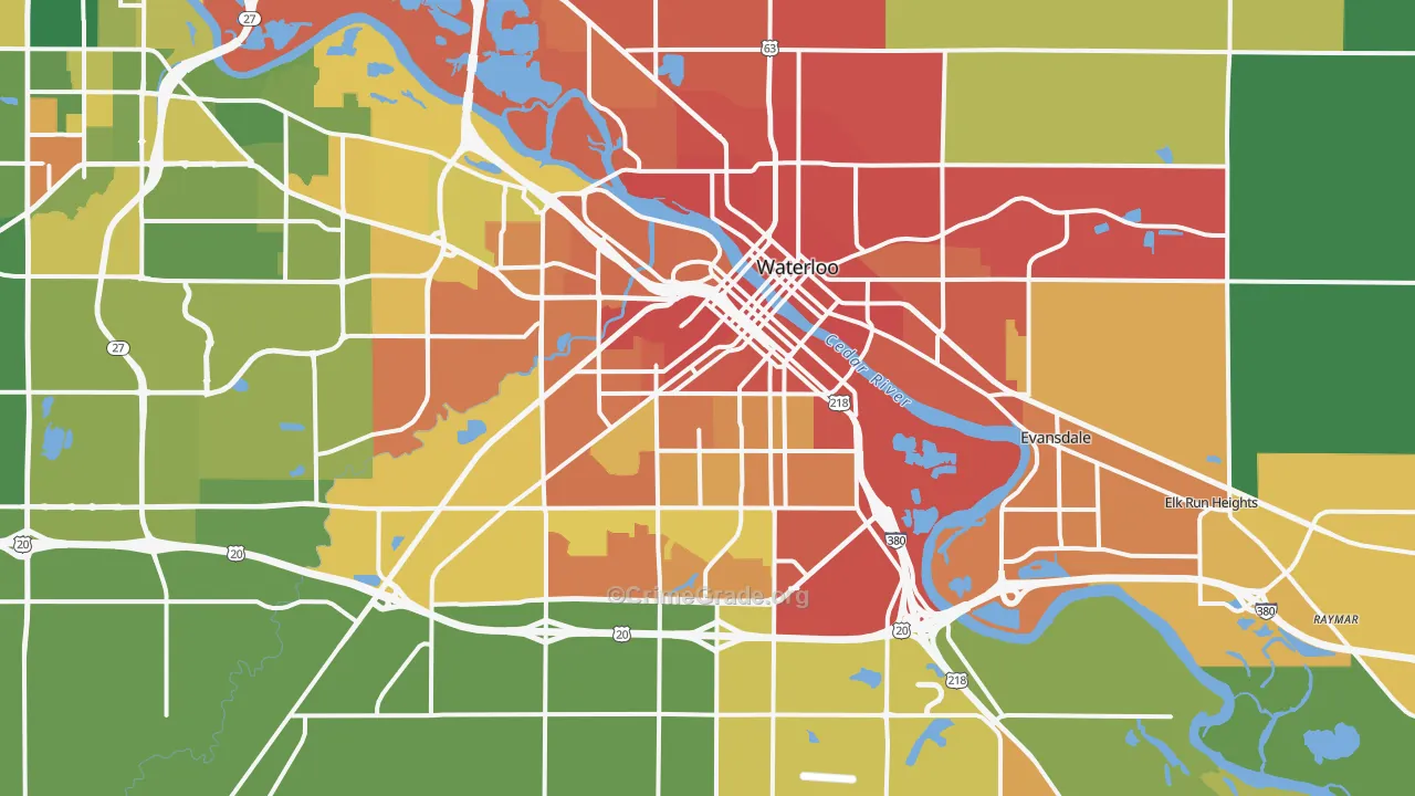 Waterloo, IA Map of Assault Rates