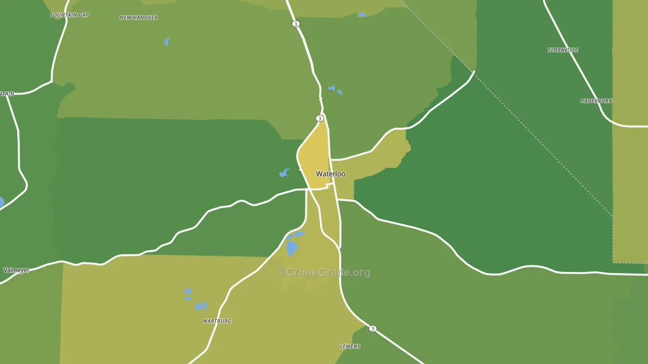 Waterloo, IL Map of Assault Rates