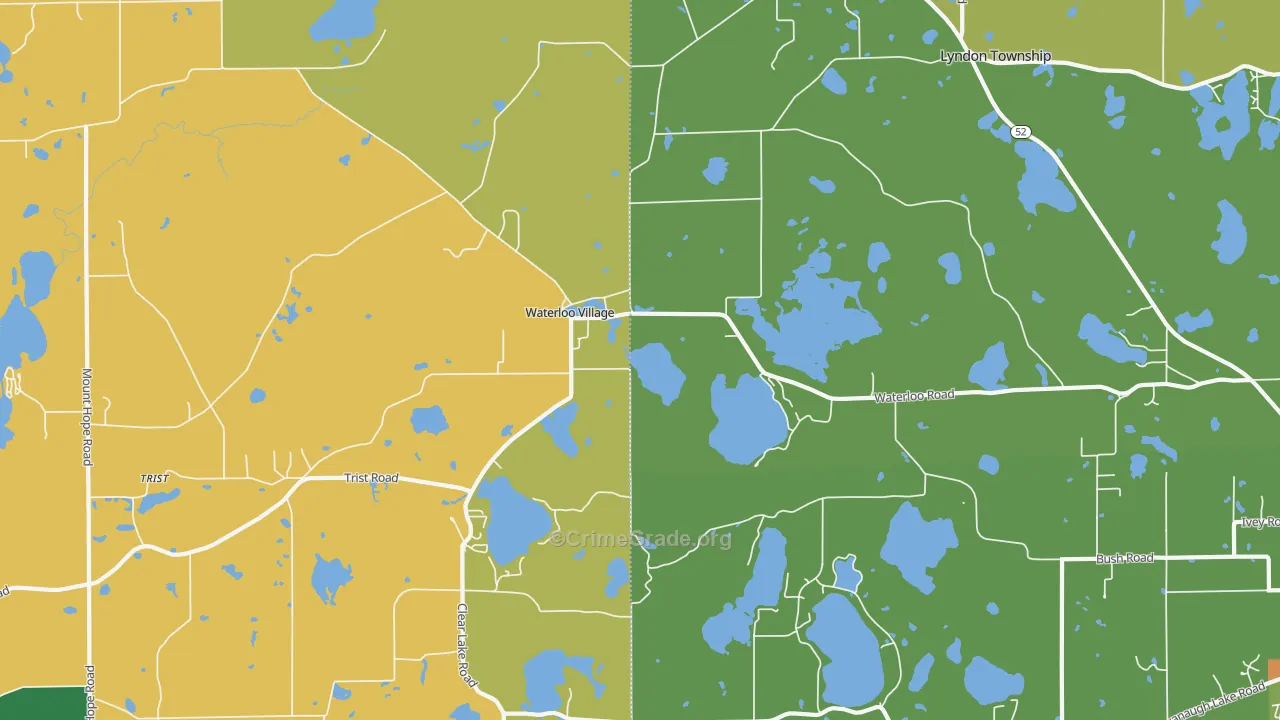 Waterloo, MI Map of Assault Rates