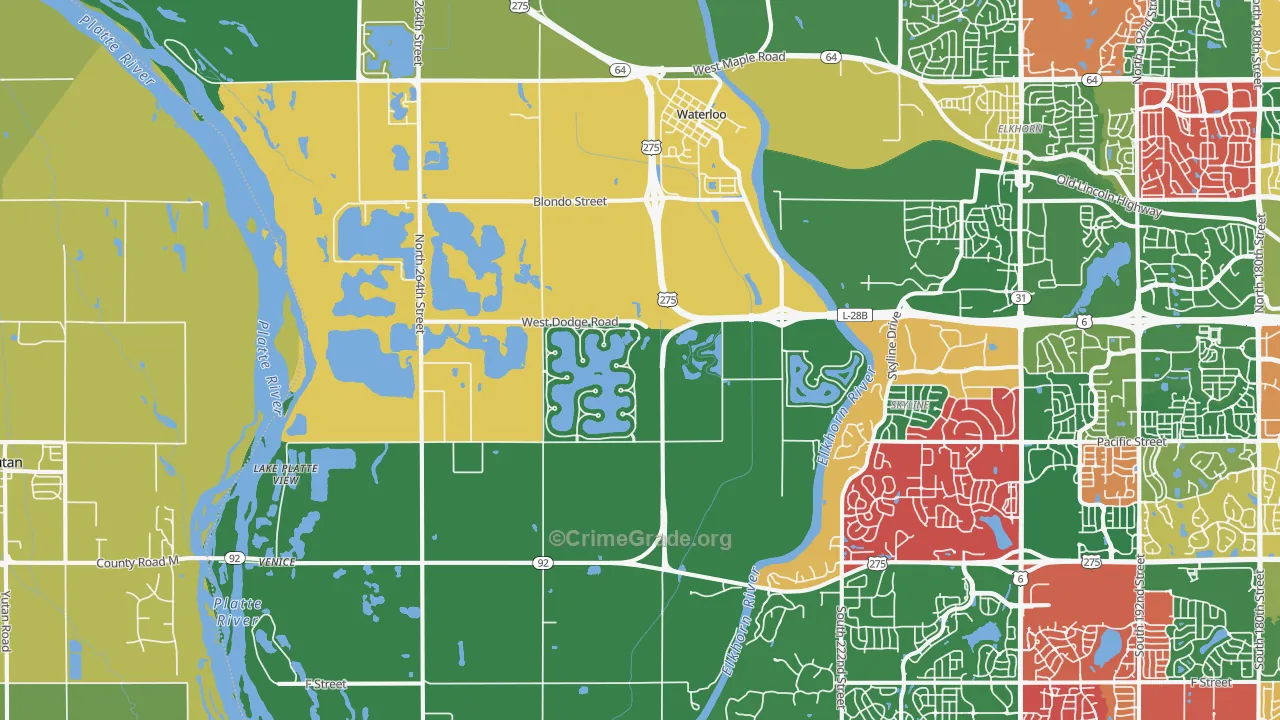 Waterloo, NE Map of Assault Rates