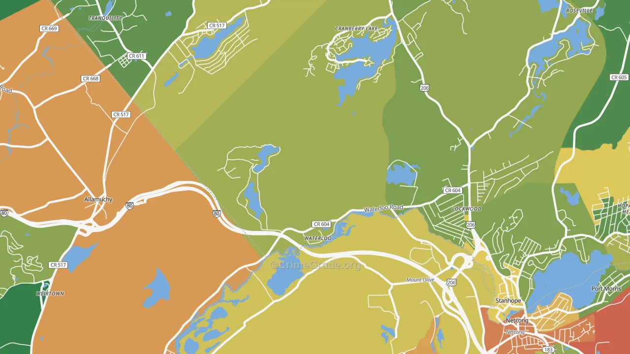 Waterloo, NJ Map of Assault Rates