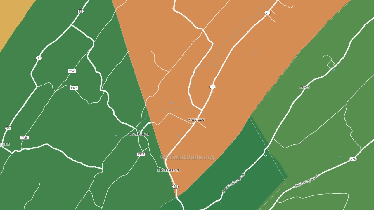 Waterloo, PA Map of Assault Rates