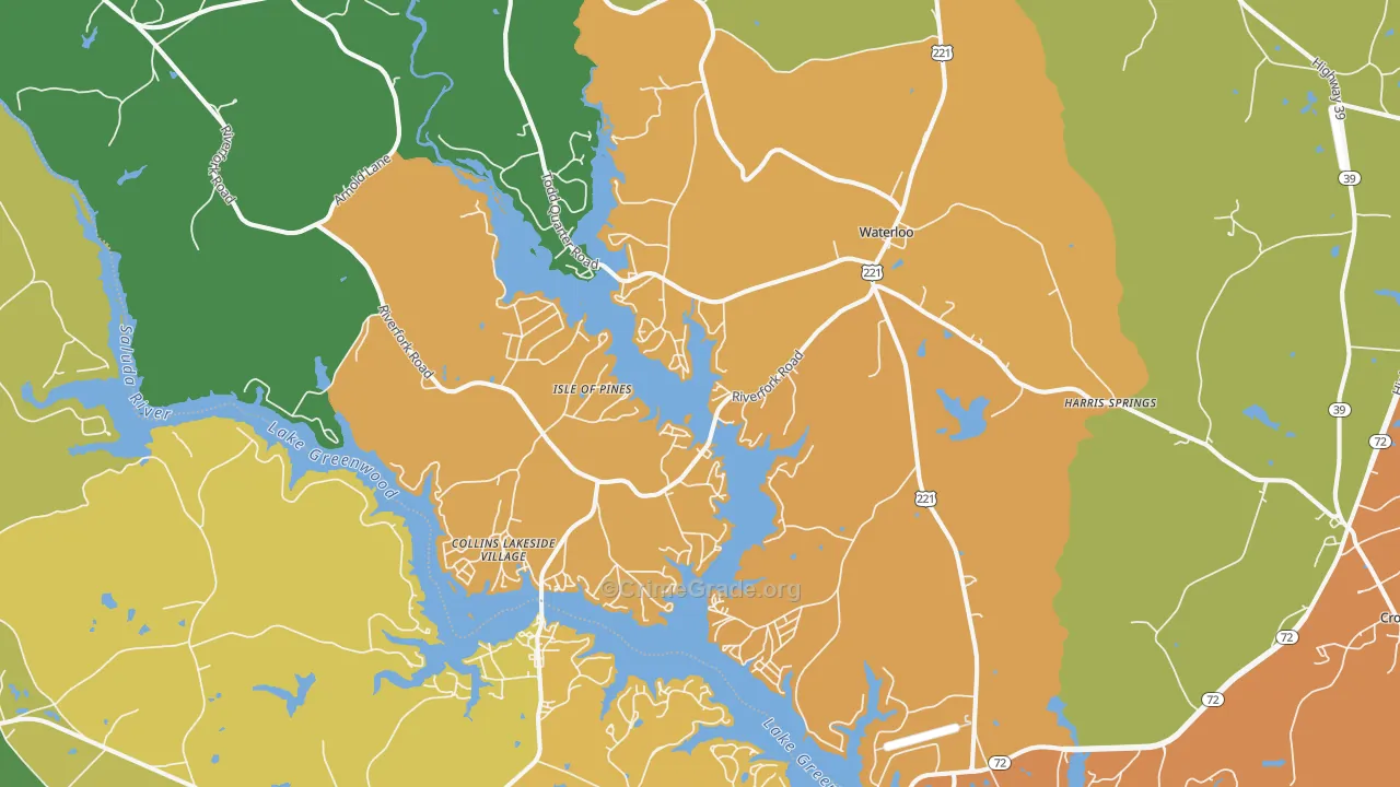 Waterloo, SC Map of Assault Rates