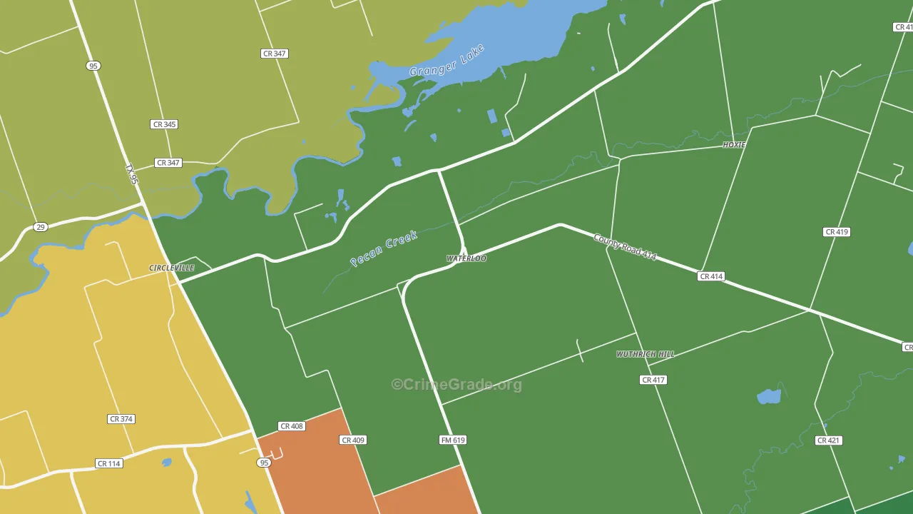 Waterloo, TX Map of Assault Rates