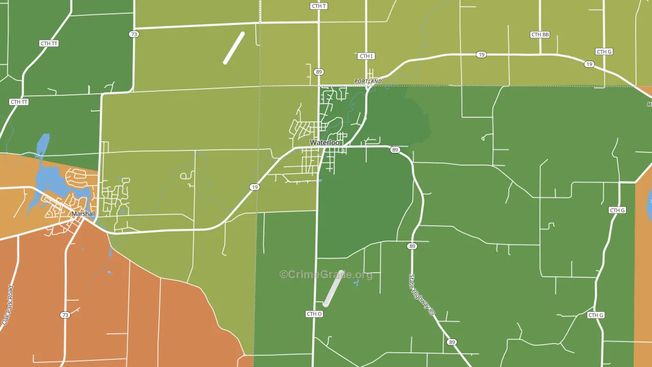 Waterloo, WI Map of Assault Rates