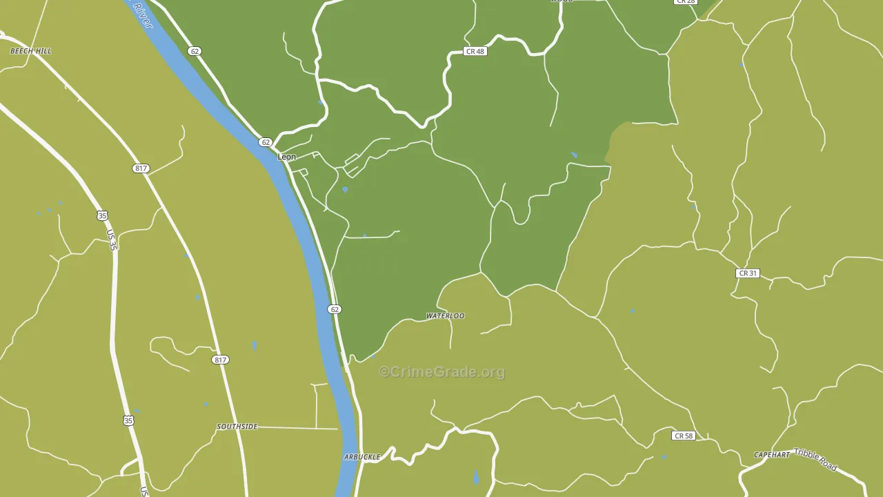 Waterloo, WV Map of Assault Rates