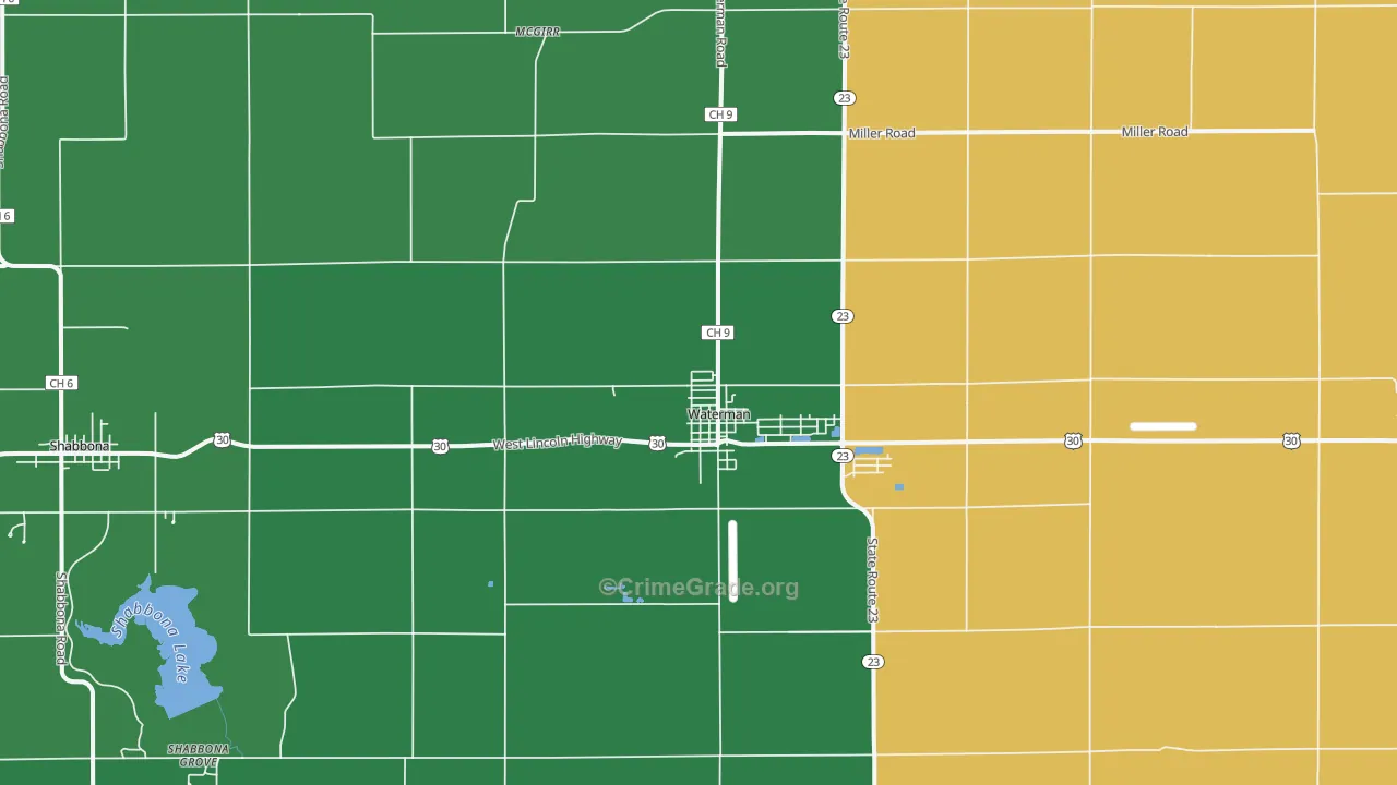 Waterman, IL Map of Assault Rates