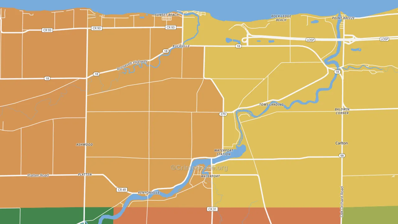 Waterport, NY Map of Assault Rates