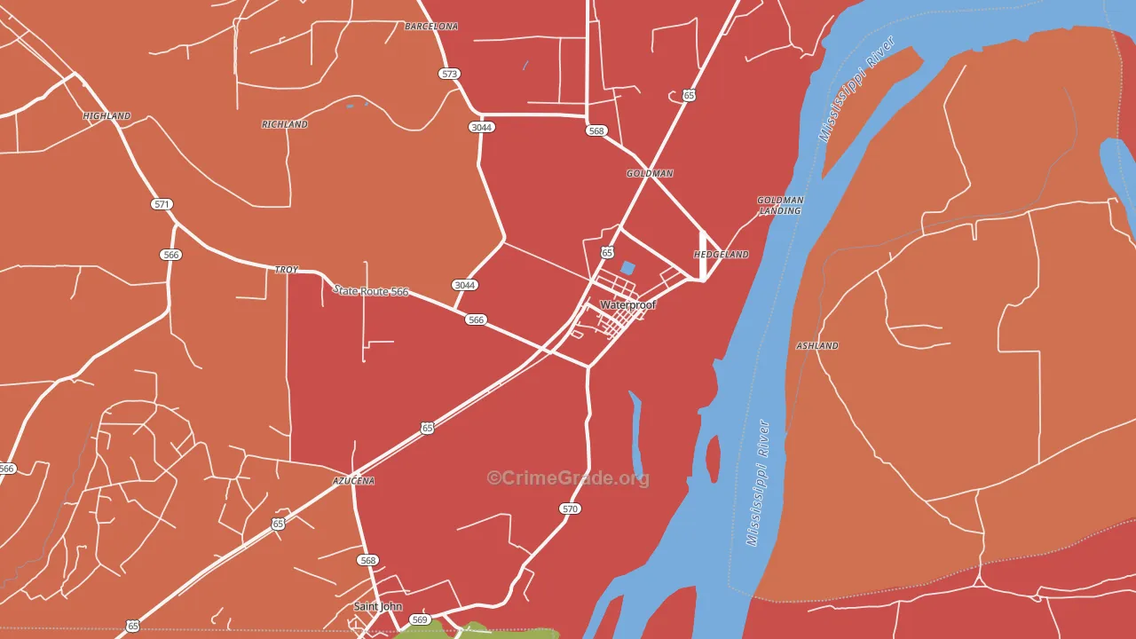 Waterproof, LA Map of Assault Rates