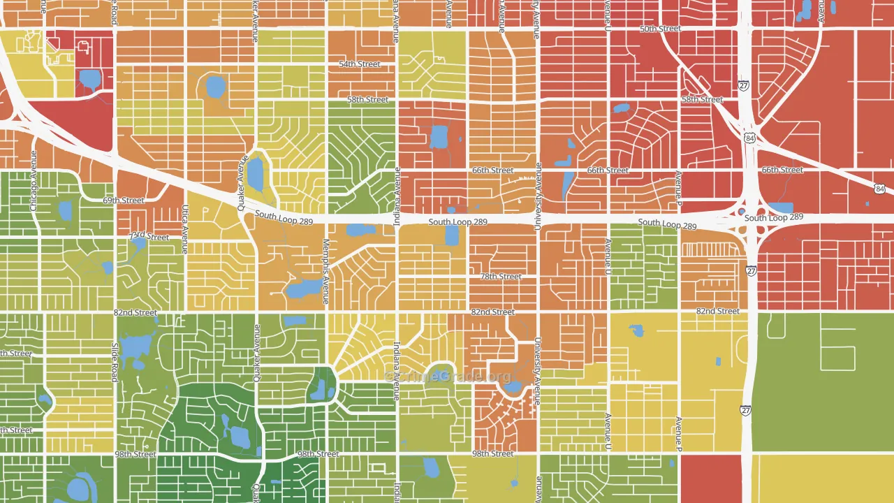 Waters, Lubbock, TX Map of Assault Rates
