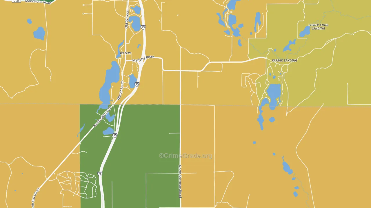 Waters, MI Map of Assault Rates
