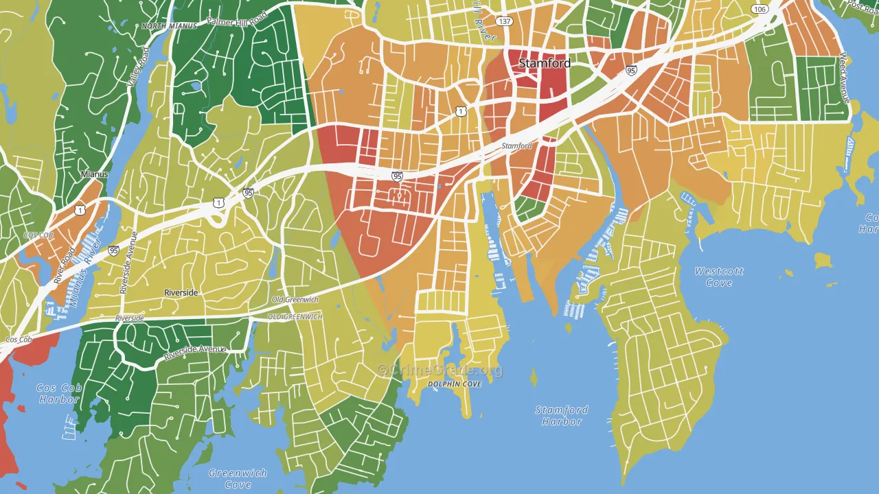 Waterside, Stamford, CT Map of Assault Rates