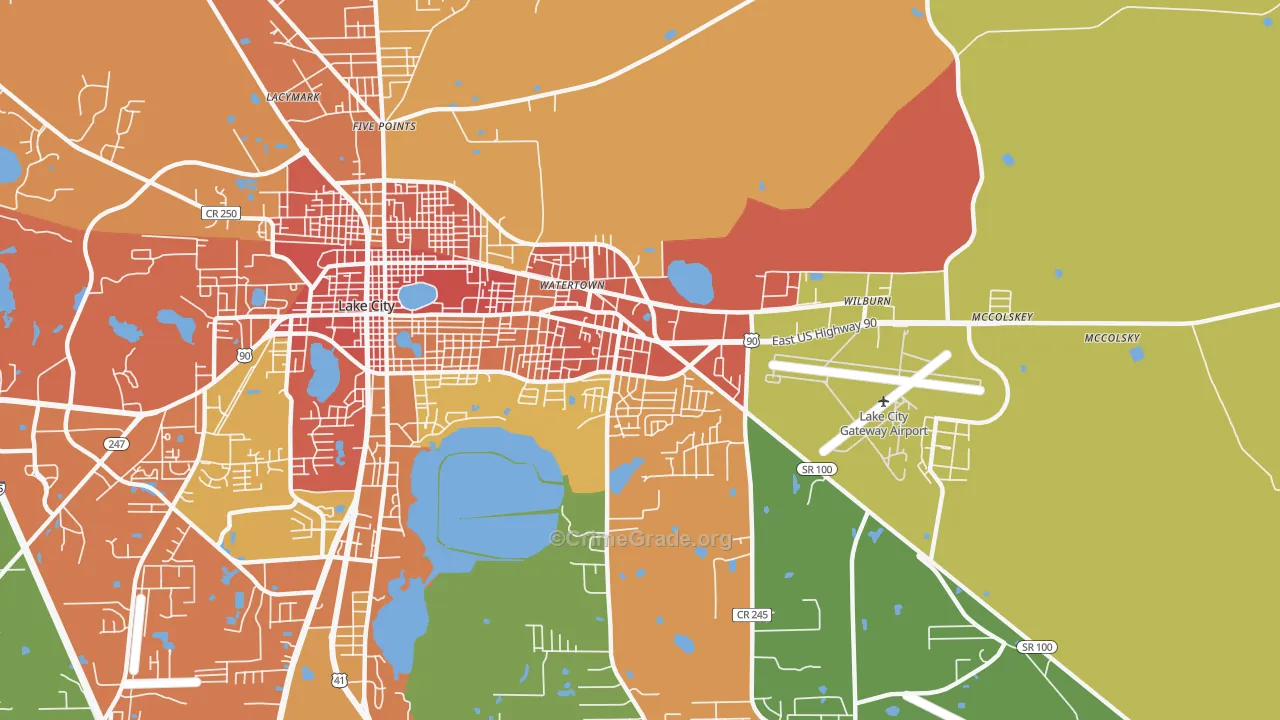 Watertown, FL Map of Assault Rates