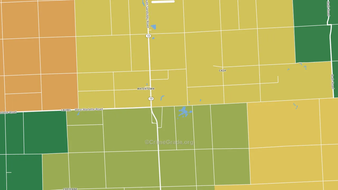 Watertown, MI Map of Assault Rates