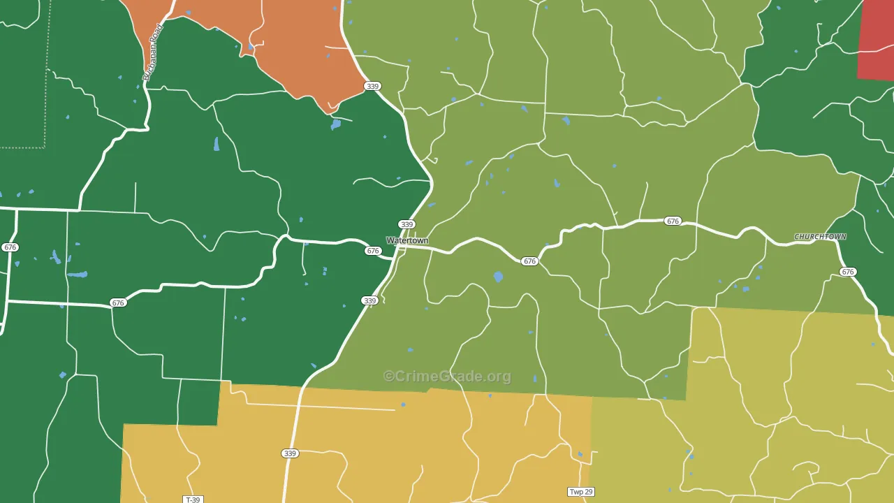 Watertown, OH Map of Assault Rates