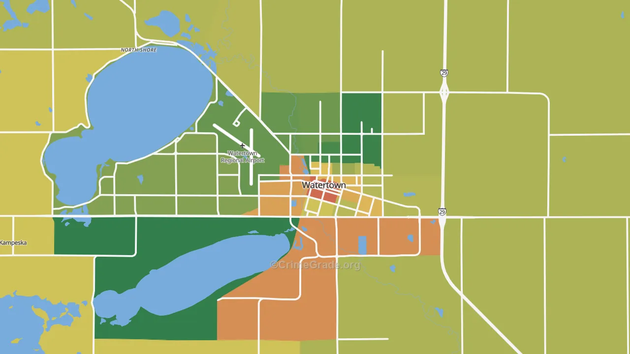Watertown, SD Map of Assault Rates