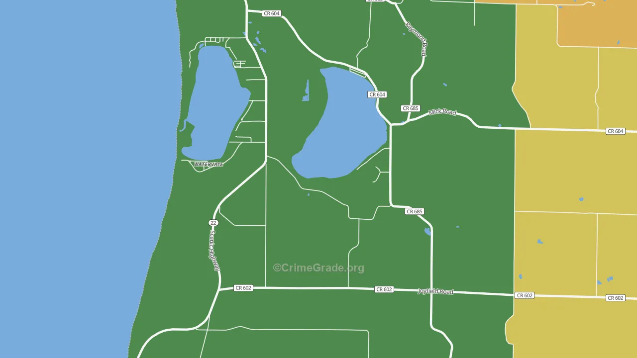 Watervale, MI Map of Assault Rates
