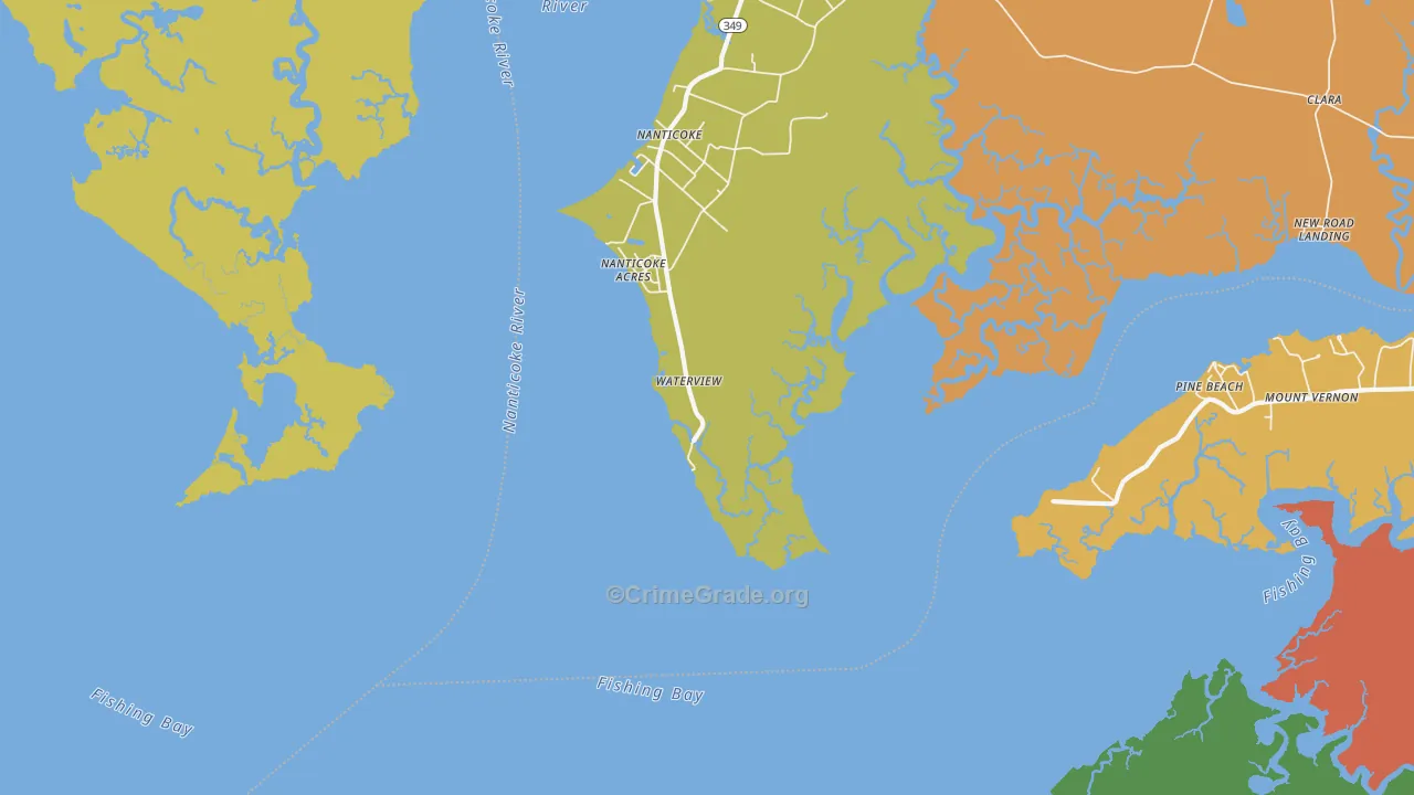 Waterview, MD Map of Assault Rates