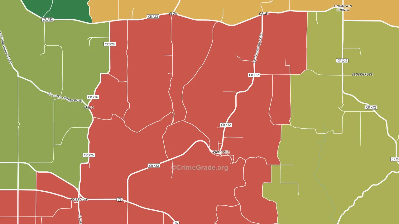 Waterville, IA Map of Assault Rates