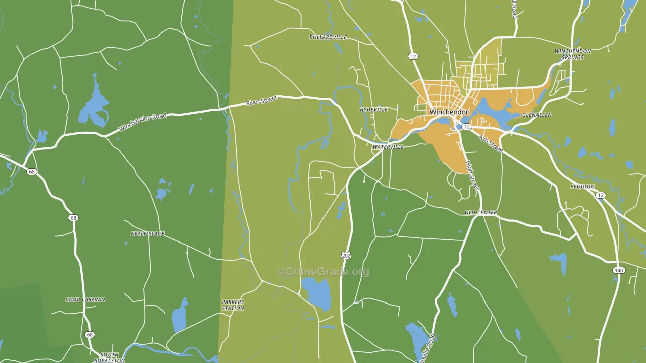 Waterville, MA Map of Assault Rates